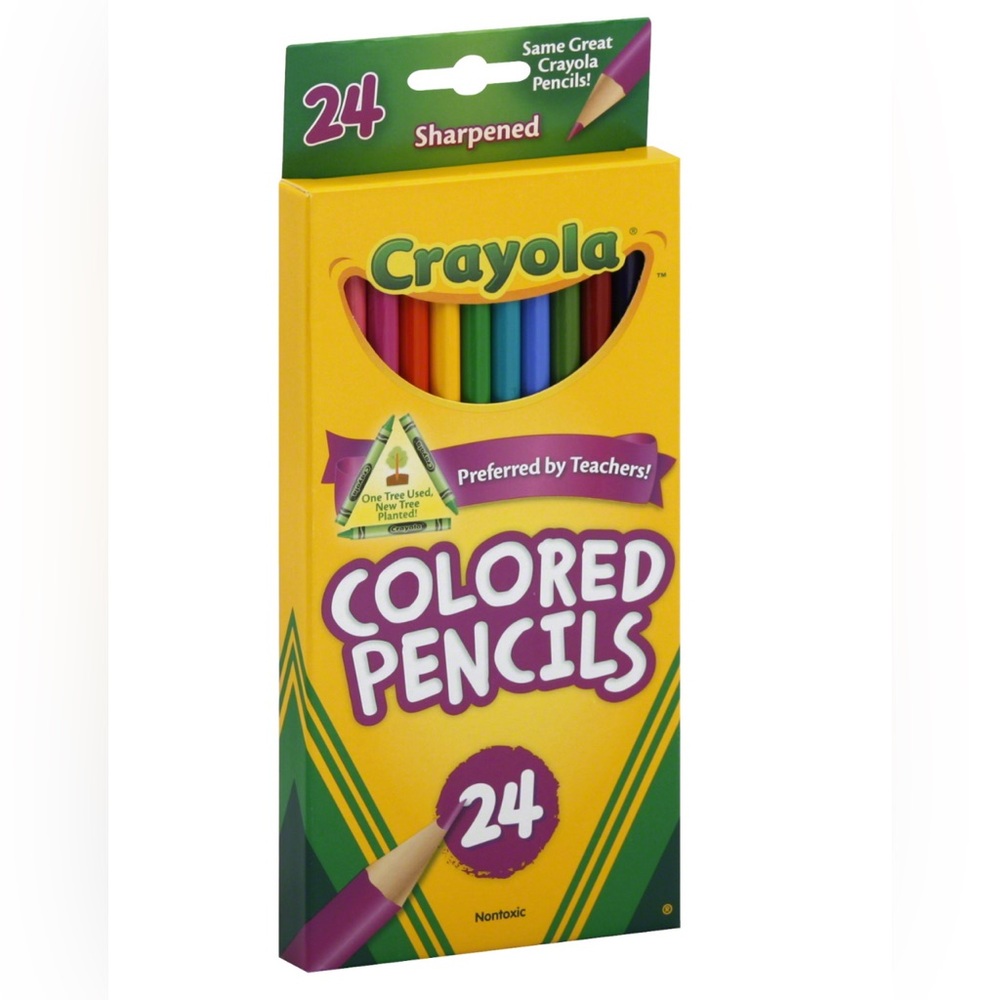 Crayola Long Barrel Colored Pencils, 3.3 Mm, 24 Assorted Colors/Set.  NIP